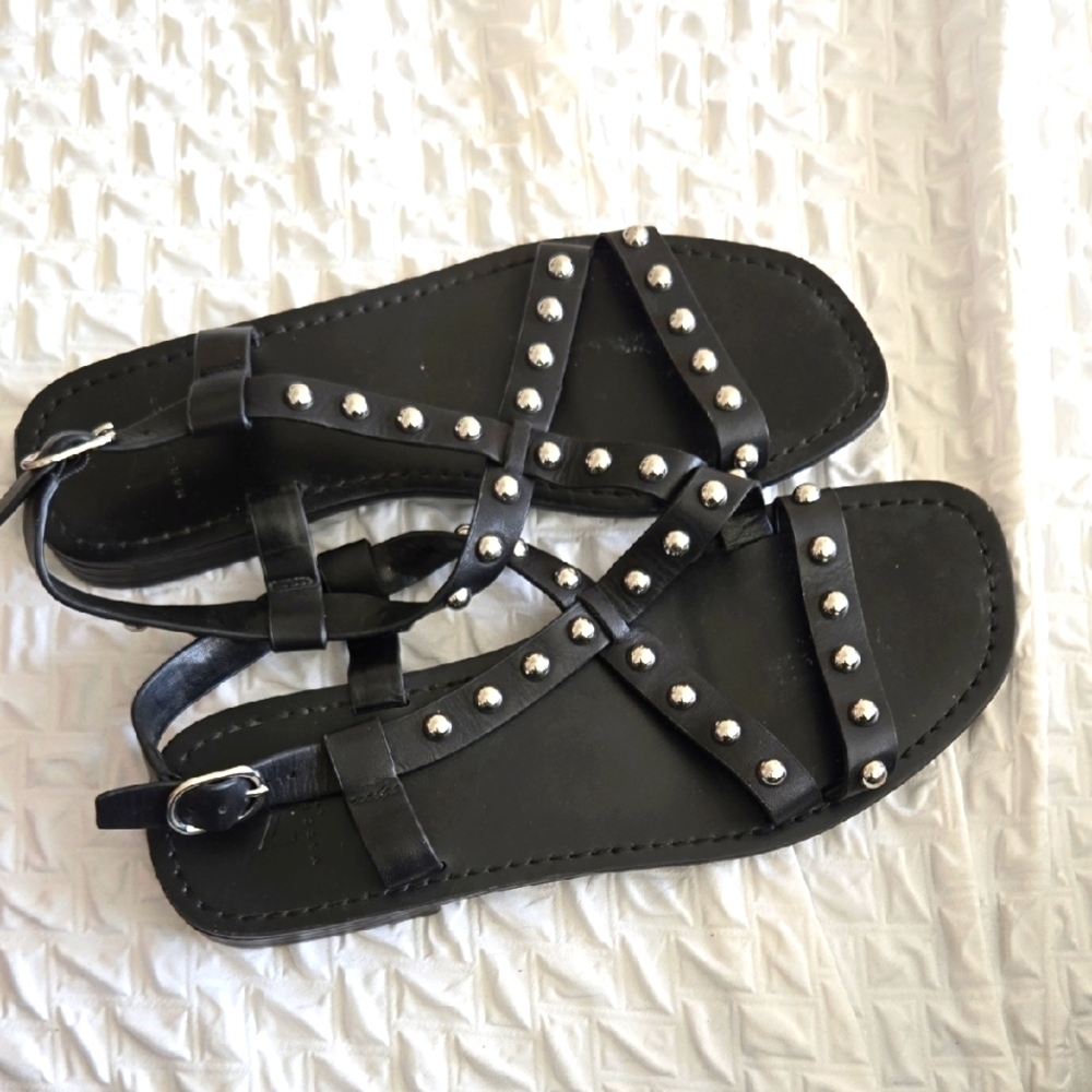 Marc Fisher Fianna Black Studded Sandals Summer Shoes